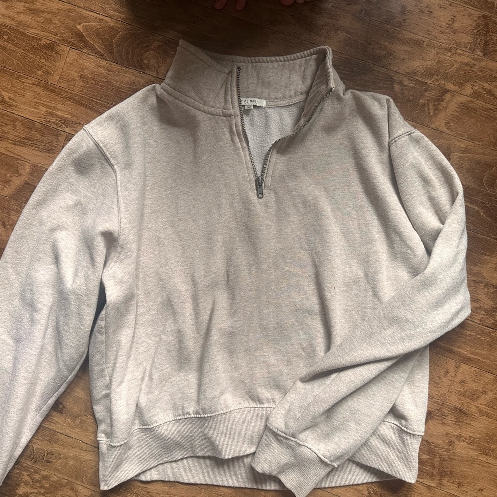 Z Supply woman’s Half-Zip Sweater in Light Gray